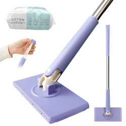 Automatischer Tuchwechsel Mini Mop, 360° Rotierbares Wischmopp, Ohne Hände Ersetzen, Anwendbar Wischer Boden, Glas, Küchen und Badezimmerreinigung(1 Wischer+Waschhandtücher 50 Stück/Packung) Taro Lila Angebot bei HelloDeals