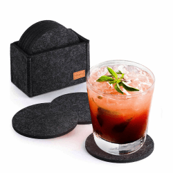 Glowbal Filz Untersetzer rund für Gläser 12er Set, Design Glasuntersetzer in dunkelgrau für Getränke, Bar, Tassen, Glas - Tischuntersetzer Filzuntersetzer 12 Stück Dunkelgrau Angebot bei HelloDeals