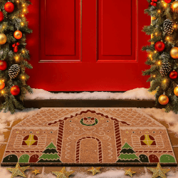 Lanpn Weihnachten Fußmatte Winter Kokosmatte, rutschfeste für Terrasse Eingang Türmatte Badezimmer Matte für Innen Außen Bodenmatte Badezimmer Wohnzimmer Christmas Dekor 42x75cm (Stil 06 Braun) Braun – Lebkuchenhaus 42 x 75 cm (Rechteckig) Angebot bei HelloDeals