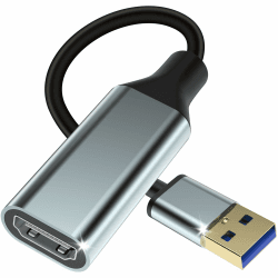 USB-auf-HD-Adapter für Monitor, HD-Konverter, 1080P, Kabelanschluss, Ausgang für Computer, Laptop, Desktop mit mehreren Windows 11/10/8.1/8/7, Mac (Grau USB auf HD) Angebot bei HelloDeals