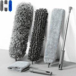 Staubwedel Teleskop Waschbar,Staubwischer Teleskop Stange und Biegbar Eckbesen,Duster Mikrofaser Edelstahl mit teleskopstange lang ausziehbar bis 245cm,Lücken Decken Spinnweben Grau 6 Angebot bei HelloDeals