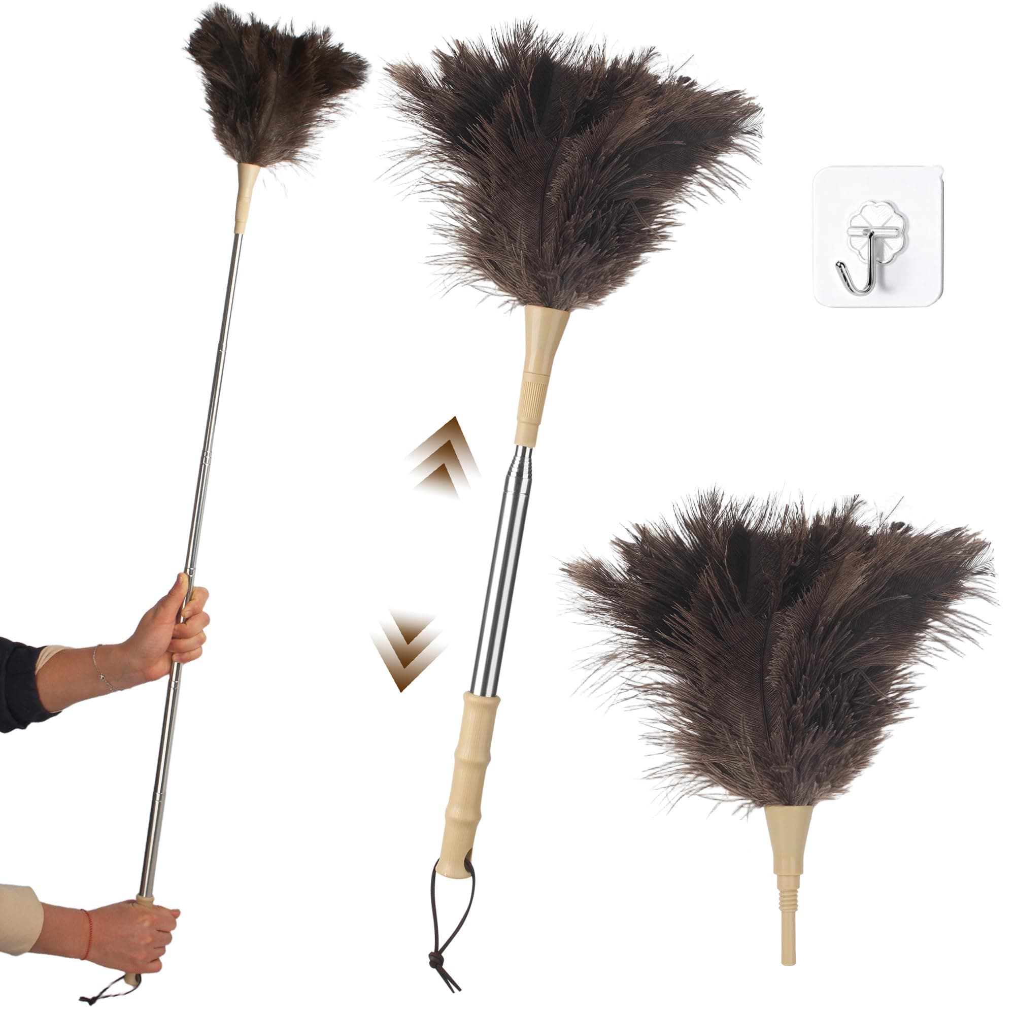 Staubwedel Straußenfedern Teleskop – Ausziehbar bis 186 cm, Waschbar, Anti-Statik, Kratzfrei, Mit Bambusgriff, Für Decken, Deckenventilator,Möbel, Auto & Empfindliche Oberflächen Angebot bei HelloDeals