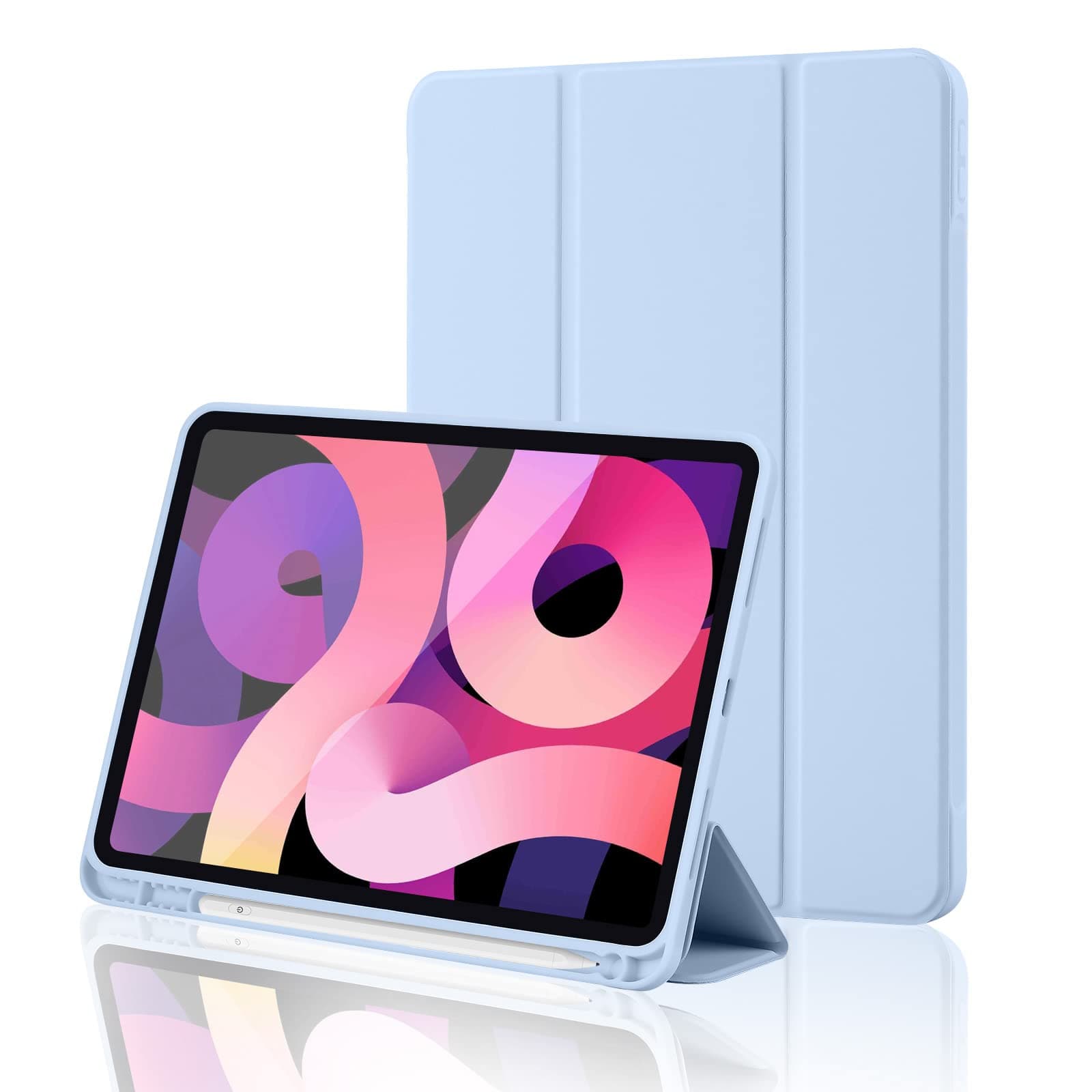 Hülle für iPad 11. Generation A16 2025 / iPad 10. Generation 2022 (10.9/11 Zoll) mit Stifthalter, Trifold Ständer, Auto Schlafen/Wachen, Flexible TPU Rückseite, Schutzhülle für 11/10 Gen, Hellblau Angebot bei HelloDeals