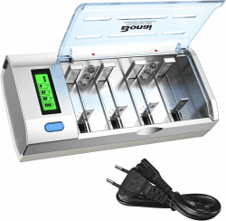 Akku Ladegerät LCD Universal Batterieladegerät Schnell Akkuladegerät, BONAI Intelligent Battery Charger für AA/AAA/SC/C/D NI-MH Wiederaufladbare Batterien mit Entladungsfunktion Batterieladegerät AC Angebot bei HelloDeals