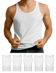 ALPIDEX Herren Classic Unterhemd 5er Set Männer Tank Top 100% Baumwolle Basic Feinripp Ärmellos Shirt Weiß Schwarz L Weiß Angebot bei HelloDeals
