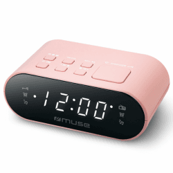 MUSE DUALER WECKER Radio PLL in Rosa, Handlicher UKW-PLL-Radio mit Dual-Alarm, LED Anzeige, 24-Stunden-Dimmer und Batterie-Backup Angebot bei HelloDeals