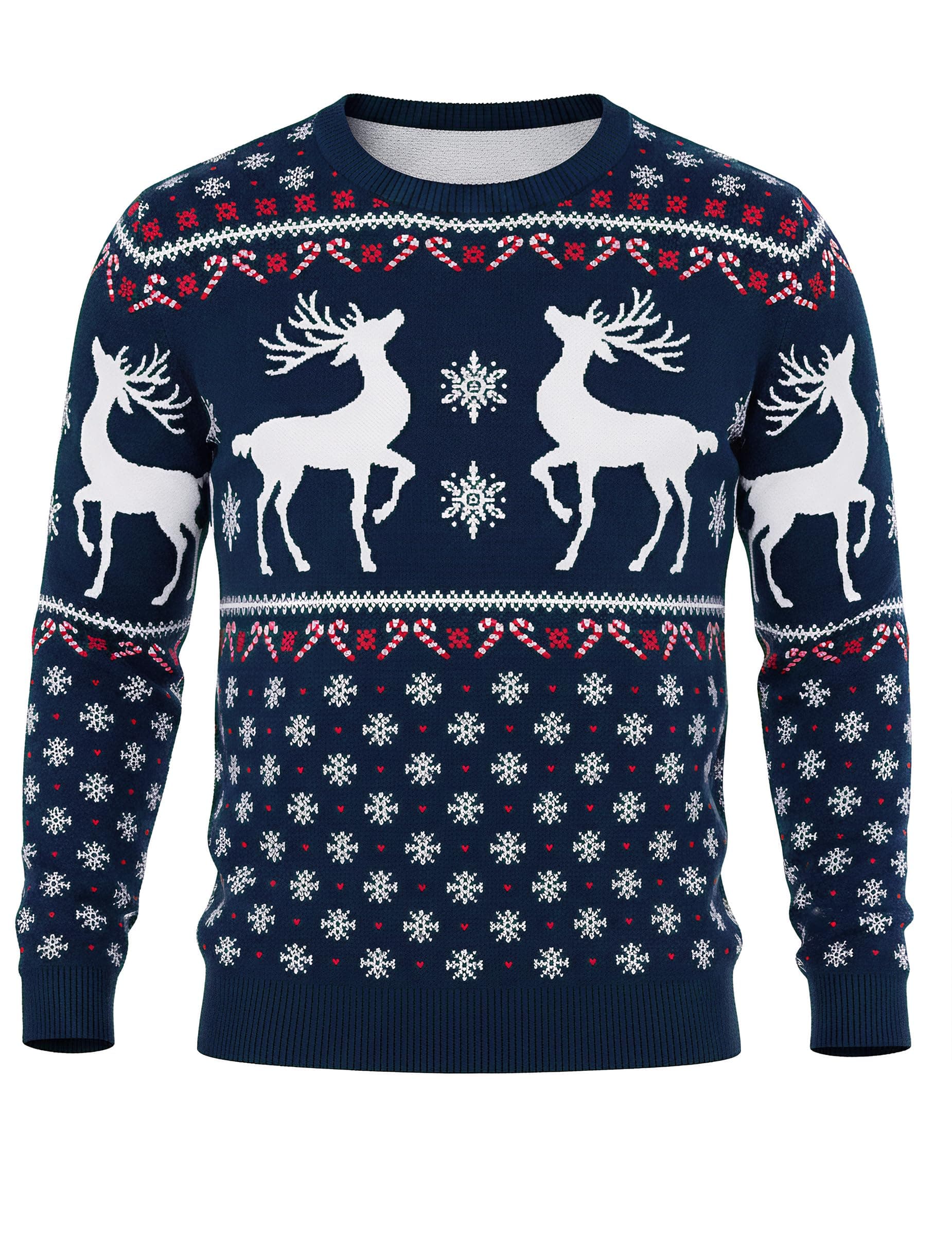 Litherday Weihnachtspullover Herren Christmas Sweater Strickpullover Langarm Warme Rundhals Pullover für Weihnachten Party Dunkelblau M Angebot bei HelloDeals