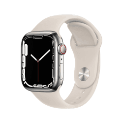 Apple Watch Series 7 (GPS + Cellular, 41mm) - Silber Edelstahlgehäuse mit Polarstern Sportarmband - Regular (Generalüberholt) Angebot bei HelloDeals