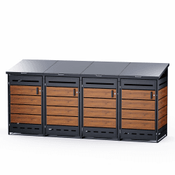 RS Trade Outdoor-Mülltonnenbox, bis zu 240 L Tonnen, Verkleidung aus verzinktem Stahl, abschließbare Türen, Mülltonnenhaus, Größen 2er, 3er, 4er zur Aufbewahrung von Abfall (Holzoptik V2, 4er) Holzoptik V2 4er Angebot bei HelloDeals