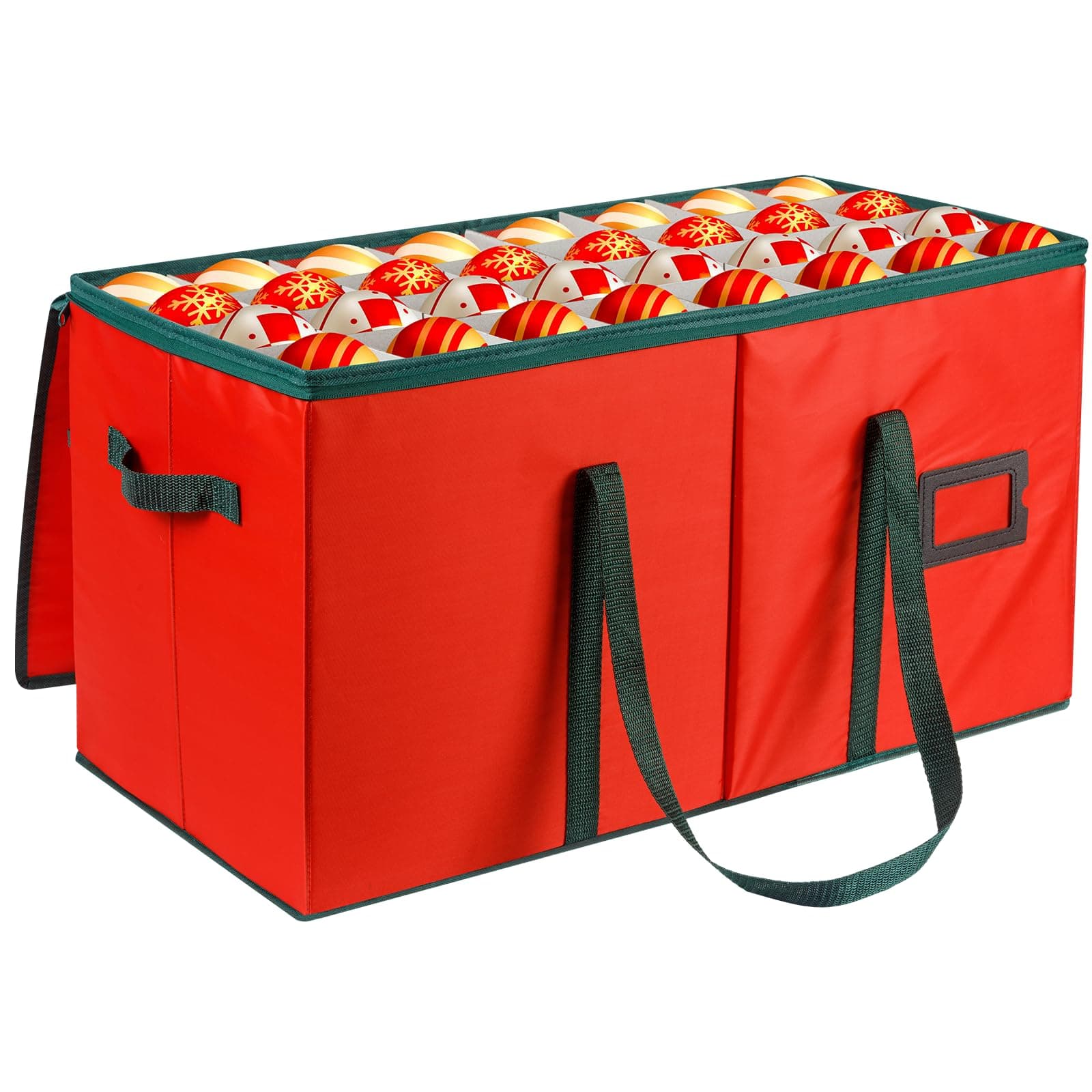 Weihnachtskugeln Aufbewahrung,128 Fächer Weihnachtskugelboxen,XL Aufbewahrungsbox Weihnachtskugeln mit Deckel,2 zusätzliche Taschen Doppelreißverschluss,Oxford-Gewebe Farbe des Weißen Gitters Angebot bei HelloDeals