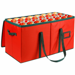 Weihnachtskugeln Aufbewahrung,128 Fächer Weihnachtskugelboxen,XL Aufbewahrungsbox Weihnachtskugeln mit Deckel,2 zusätzliche Taschen Doppelreißverschluss,Oxford-Gewebe Farbe des Weißen Gitters Angebot bei HelloDeals