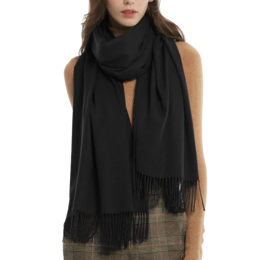 FURTALK Damen Großer Winterschal Halstuch Warmes Feinstrick Winter Schal Schwarz Angebot bei HelloDeals
