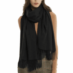 FURTALK Damen Großer Winterschal Halstuch Warmes Feinstrick Winter Schal Schwarz Angebot bei HelloDeals