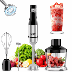 YASHE Pürierstab, 5-in-1 Stabmixer Elektrischer, 1000 W Pürierstab Edelstahl, stufenlose Geschwindigkeitsregelung, inkl. Schneebesen, Messbecher – ideal für Babynahrung, Soßen und Suppen Angebot bei HelloDeals