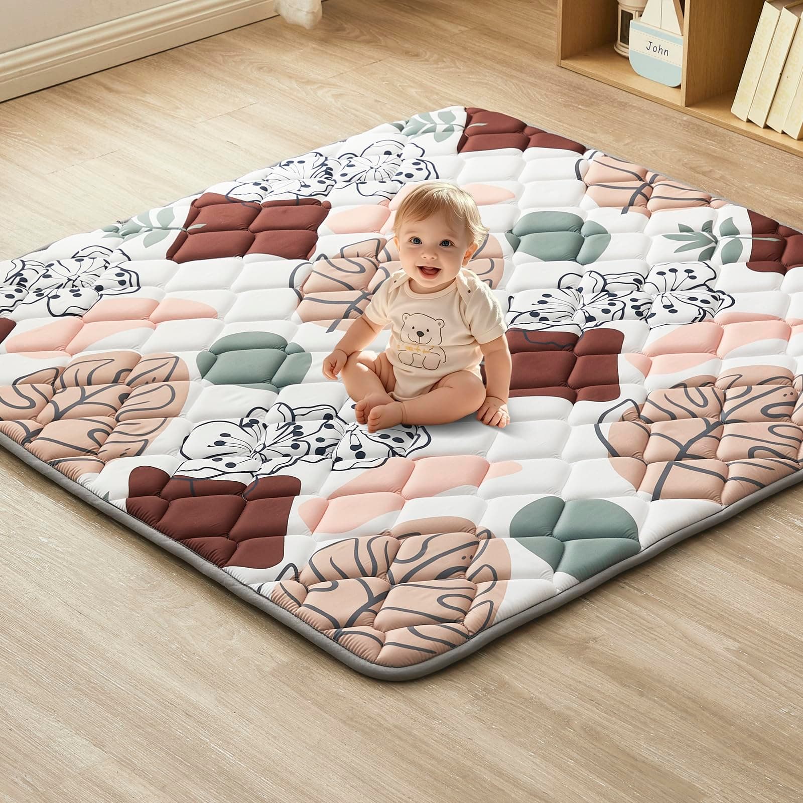 Krabbeldecke Für Baby 150 x 150CM, Krabbelmatte Baby Faltbar, Weich und Rutschfest Spielmatte Baby, Geeignet Für Kinderzimmer Bodenmatte (Blätter) Blätter 150x150cm Angebot bei HelloDeals