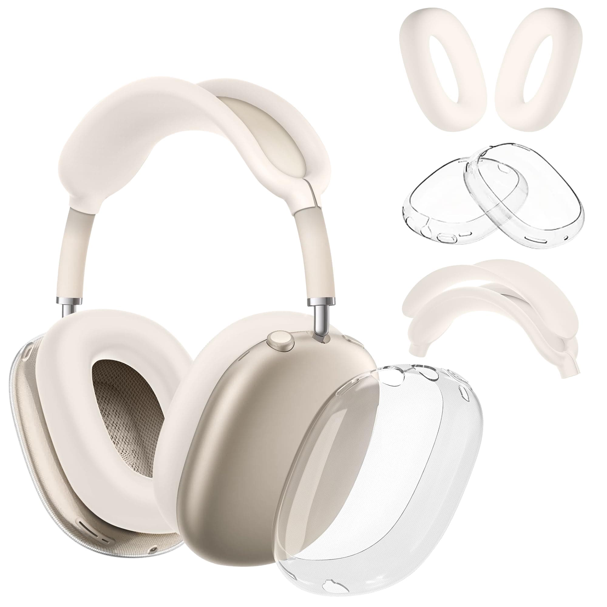 Seltureone 4 in 1 Hülle kompatibel für AirPods Max Ohrpolster, Ohrmuschel-Abdeckungs Schutz, Silikon-Kopfhörer-Schutzhülle, Zubehör für AirPod Max-Kopfhörer, Ohrpolster - Polarstern Angebot bei HelloDeals