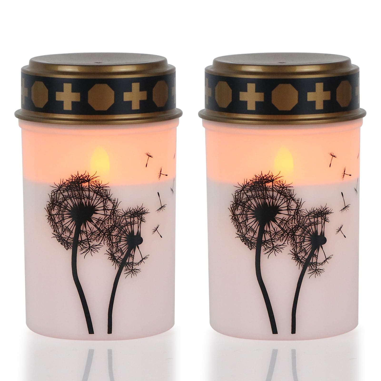 Eldnacele Weiße flackernde LED Grabkerzen mit 6-Stunden-Timer, batteriebetrieben, wasserdichte flammenlose Grabkerzen-Gedenkkerze (2er Pack) Angebot bei HelloDeals