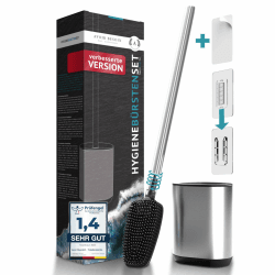 AVOIR BESOIN Klobürste Silikon Edelstahl mit Halter und langem Stiel | Toilettenbürste WC Bürste Klobürstenhalter Toilettenbürstenhalter Toilet Brush Angebot bei HelloDeals