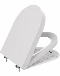 Toilettendeckel mit Absenkautomatik 46x36.5 CM, WC Sitz aus Duroplast, Klodeckel mit Antibakterielle, Toilettensitz D-Form, WC Deckel mit Quick-Release,Toilettenbrille universal, Klobrille Weiß D Form [LANG] Angebot bei HelloDeals