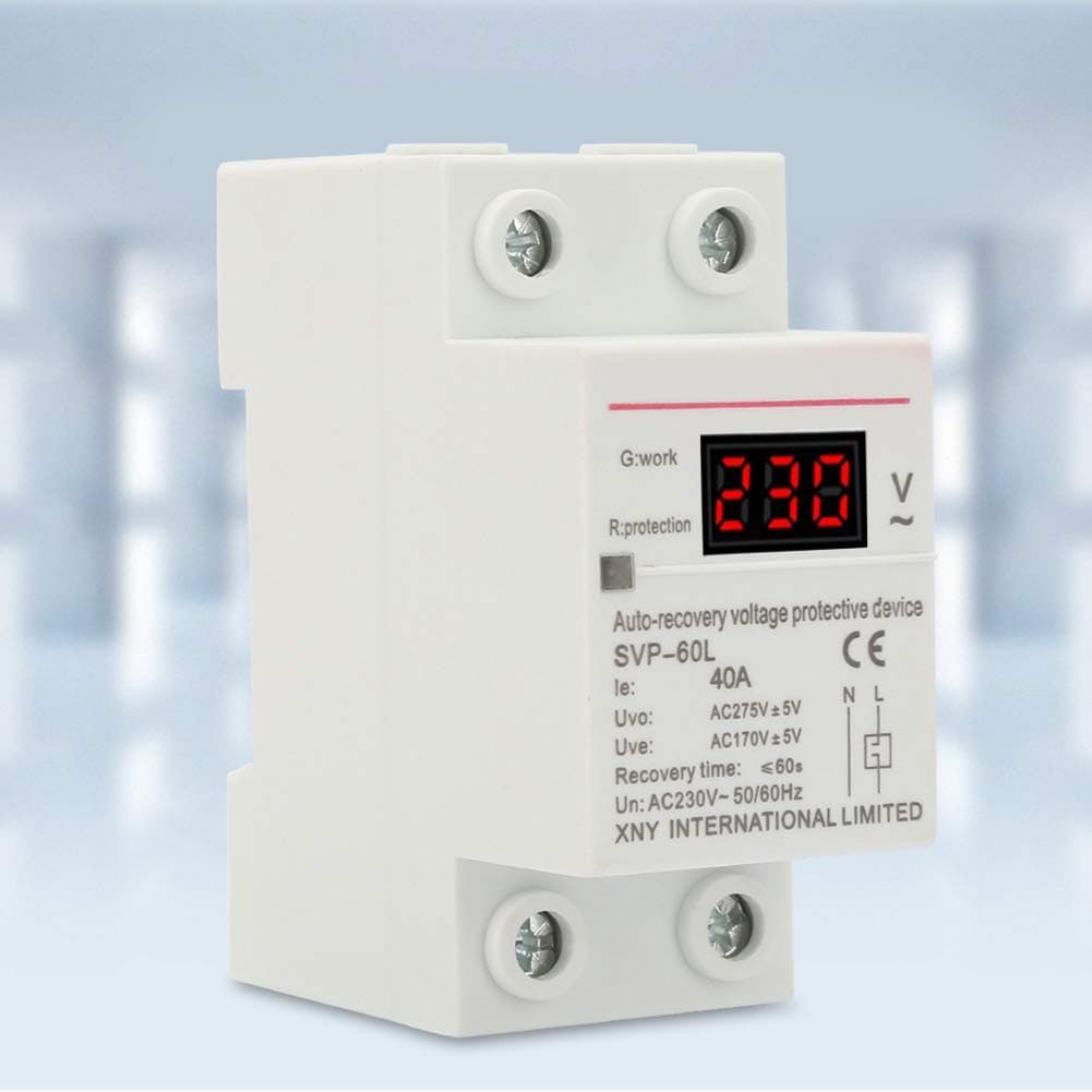 230V 40A Überspannungs- und Unterspannungsschutzgerät mit Automatischer Wiederherstellung und Spannungsanzeige Schutz für DIN-Schienenmontage Angebot bei HelloDeals