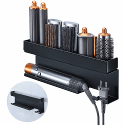 YYBO Föhnhalter Wand Ohne Bohren, Glätteisen Halterung, Föhn Halterung für Glätteisen Lockenstab Styler Zubehör, Fönhalter Wandhalterung, Fönhalterung Bad Lockenstab Halterung (Schwarz) Angebot bei HelloDeals