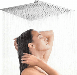 Quadratischer Regenduschkopf, 20 Zoll, Edelstahl, ultradünn, glänzend, mit Silikon-Düsen, für Zuhause oder Hotel Angebot bei HelloDeals