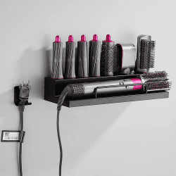 Aufbewahrungshalter für Dyson Airwrap Lockenstab Zubehör Wandhalterung Halterung mit Kleber für Haus Bad Veranstalter Schwarz (Aluminiumlegierung) Angebot bei HelloDeals