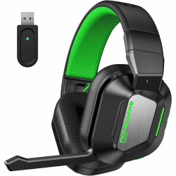 Wireless Gaming Headset für PC, PS4, PS5, 2.4Ghz Verlustfreies Sound Gaming Kopfhörer Mit Mikrofon, Bluetooth Kabelloses Headset für Mac, Switch, Faltbares, Coole RGB, 50H+ Akkulaufzeit Kabellose Schwarz Grün Angebot bei HelloDeals