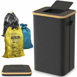 Gelber Sack Ständer Mülleimer mit Deckel Müllsackständer für Gelbe Säcke Müllsackhalter für Küche & Haushalt 60-120L Müllsystem Behälter Schwarz Angebot bei HelloDeals