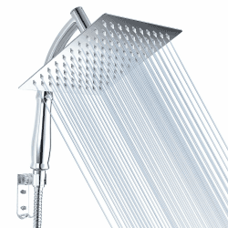 Voolan Regenduschkopf mit Handbrausearm, Hochdruck-Handbrausen aus Edelstahl, 20cm Quadratischer Wasserfall-Duschkopf mit Verlängerungsarm und Halterungssätzen, Chrom Angebot bei HelloDeals