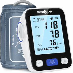 RunStar Blutdruckmessgerät oberarm mit breiter Manschette (22 cm - 42 cm) für den Heimgebrauch, automatische digitale Blutdruckmessgerät mit Aufbewahrungstasche, 2 x 99 Lesespeicher Angebot bei HelloDeals