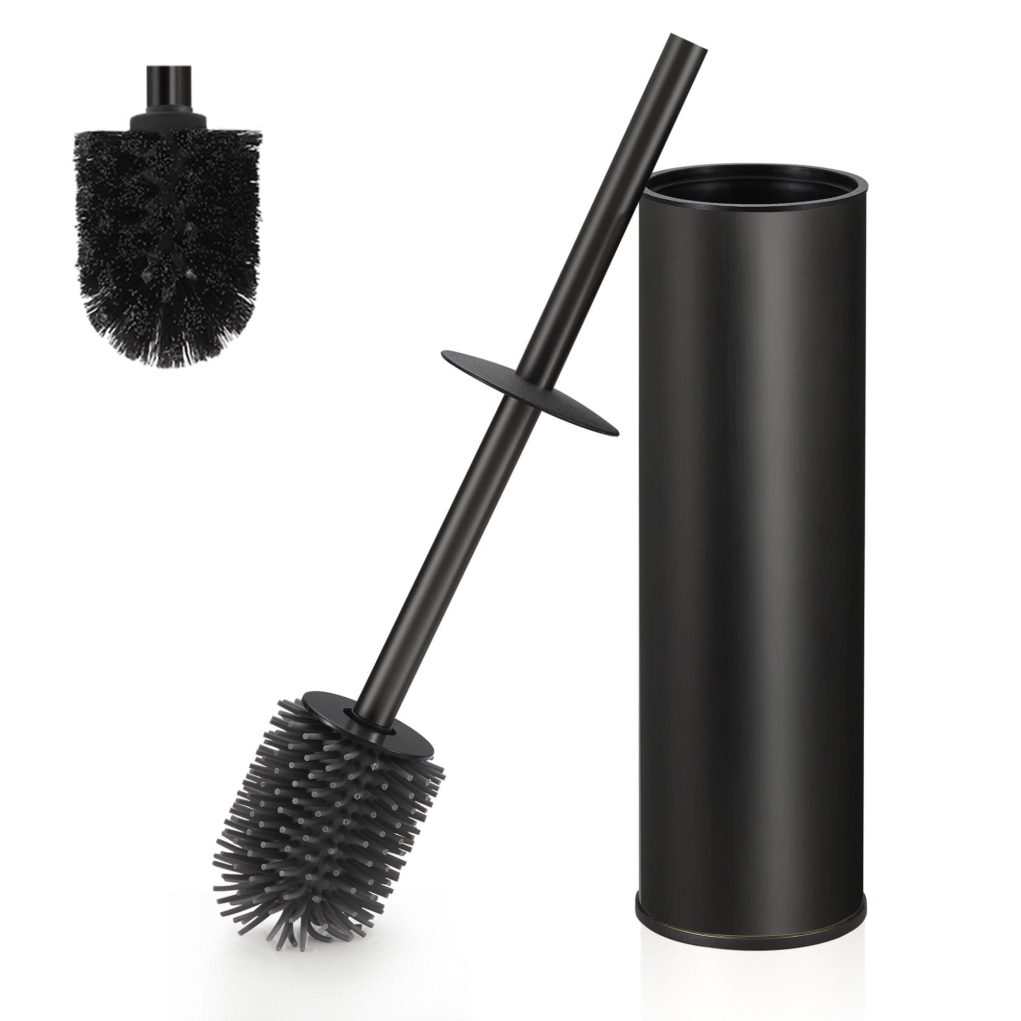 DAZI Klobürste freistehende metallisch, Schwarze Matte Toilettenbürste mit 2 Langen WC-Bürsten für eine Tiefenreinigung des Waschbeckens, Klobürste schwarz mit Tropf- und Verstopfungshemmung. Angebot bei HelloDeals