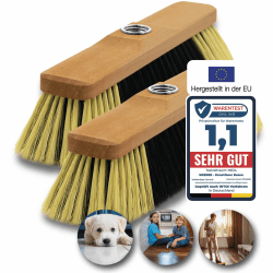 2 x Besenkopf aus Buchenholz - inkl. Metall-Schraubgewinde - robuster Zimmerbesen für innen - Stubenbesen aus Holz - ca. 30cm breit - universell passend Angebot bei HelloDeals