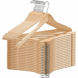 Kleiderbügel Holz 20er Set – Holzbügel aus Massivholz mit Hosensteg, Kerben & 360° Haken für Anzüge, Hemden & Jacken Angebot bei HelloDeals