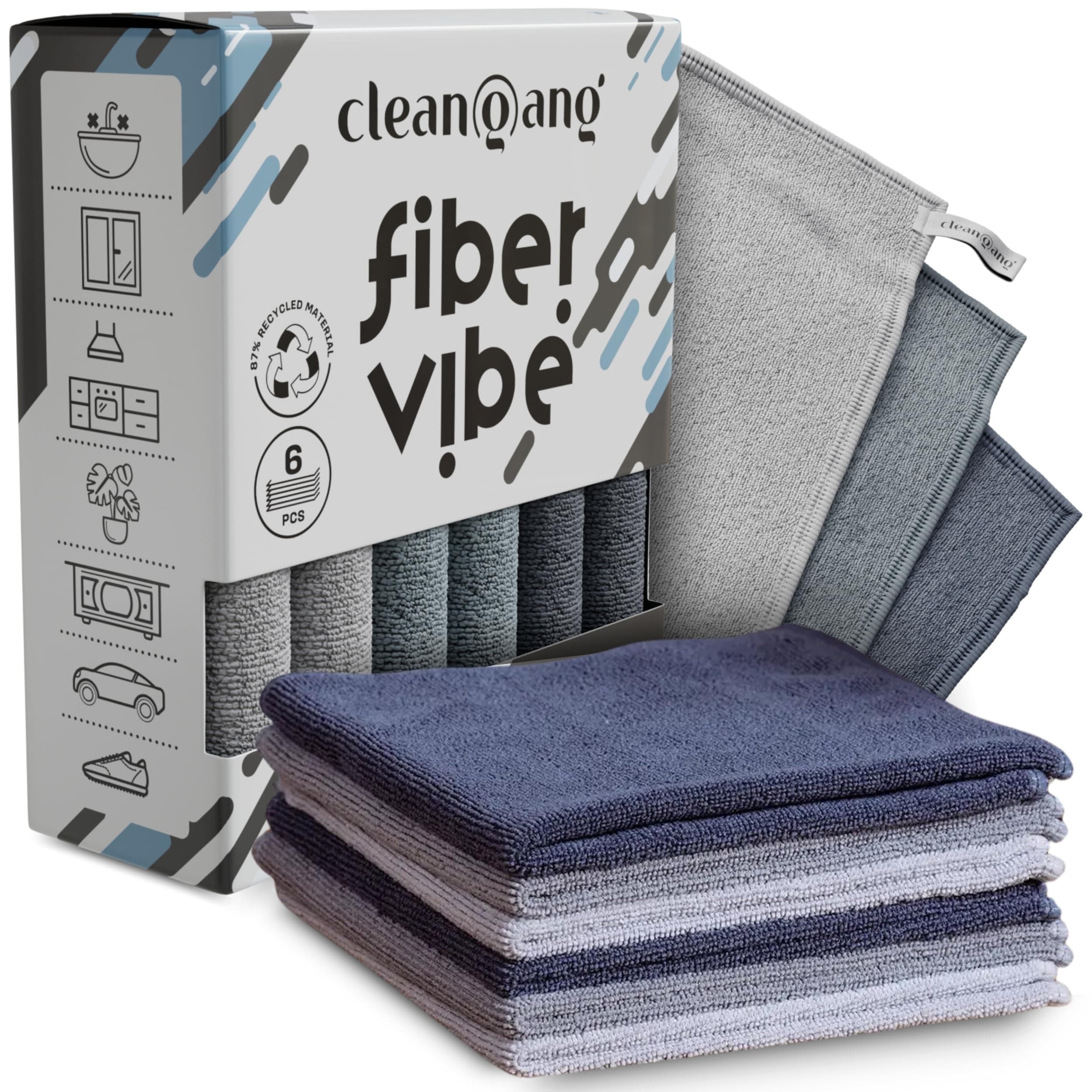 cleangang Microfasertücher Mikrofasertücher 6 Pack, Wiederverwendbare Mikrofasertuch ReinigungstüCher, Fusselfrei, Streifenfrei Staubtuch für Haus, Küche, Auto, Motorrad, Fenster, 30 X 30 cm 30 x 30cm Allzwecktücher Fiber Vibe Angebot bei HelloDeals
