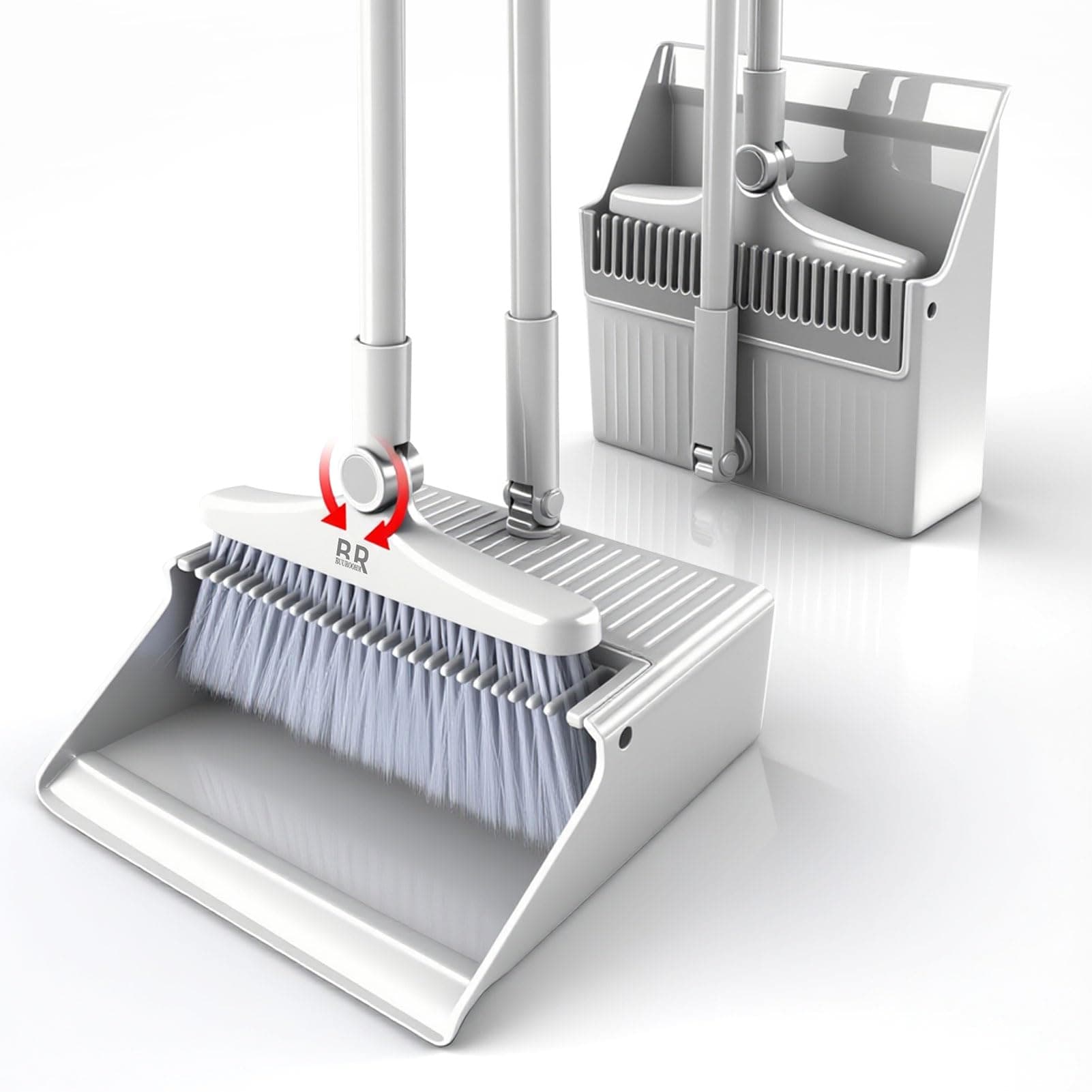 Besen- und Kehrschaufel-Set für Zuhause, mit langem Griff, 104 cm/127 cm, Kehrschaufel, Kombi-Set für Zuhause, Küche, Zimmer, Büro, Lobby, Boden, Innen- und Außenbereich, aufrechter Angebot bei HelloDeals