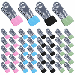 40 Stück Wäscheklammern Edelstahl klammern Metall Wäscheklammer Multifunktionale rutschfeste Metallklammern Stabil für Socken Handtuch Lebensmittelversiegelung (Blau, Schwarz, Grün, Rosa) Angebot bei HelloDeals