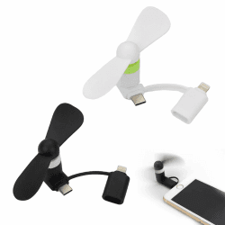 2 in 1 Mini-Handy-Ventilator, Mini-Handy-Lüfter, USB Ventilator Klein Leise,2 Stücke 2-in-1-Lüfter für i-Phone -Telefone und Type-C-Telefone, Schwarz+Weiß Angebot bei HelloDeals
