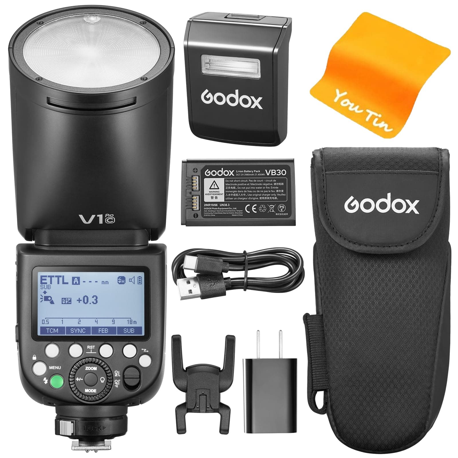 Godox V1Pro-C V1 Pro C TTL Kamerablitz für Canon, Godox V1-C Aufgerüstet, 2,4G HSS 1/8000s Li-Ion 76Ws Rundkopf-Blitzgerät, Innovative Externe Blitz SU-1, V1Pro für Canon Kameras Angebot bei HelloDeals