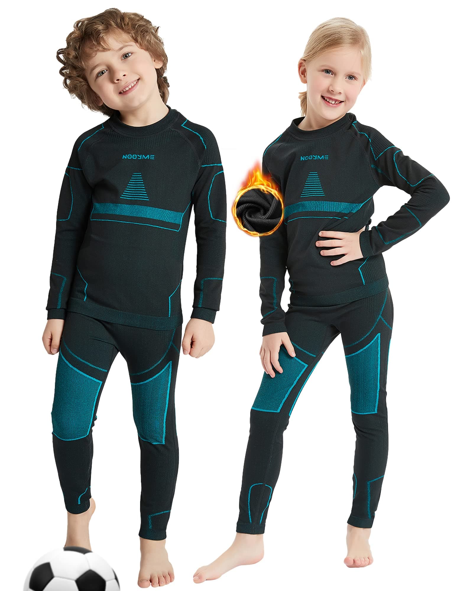 NOOYME Funktionsunterwäsche Kinder Skiunterwäsche Thermounterwäsche Kinder Atmungsaktiv & Hautfreundlich Sportunterwäsche Fussball (110/116) 110-115cm Sport-hellblau Angebot bei HelloDeals