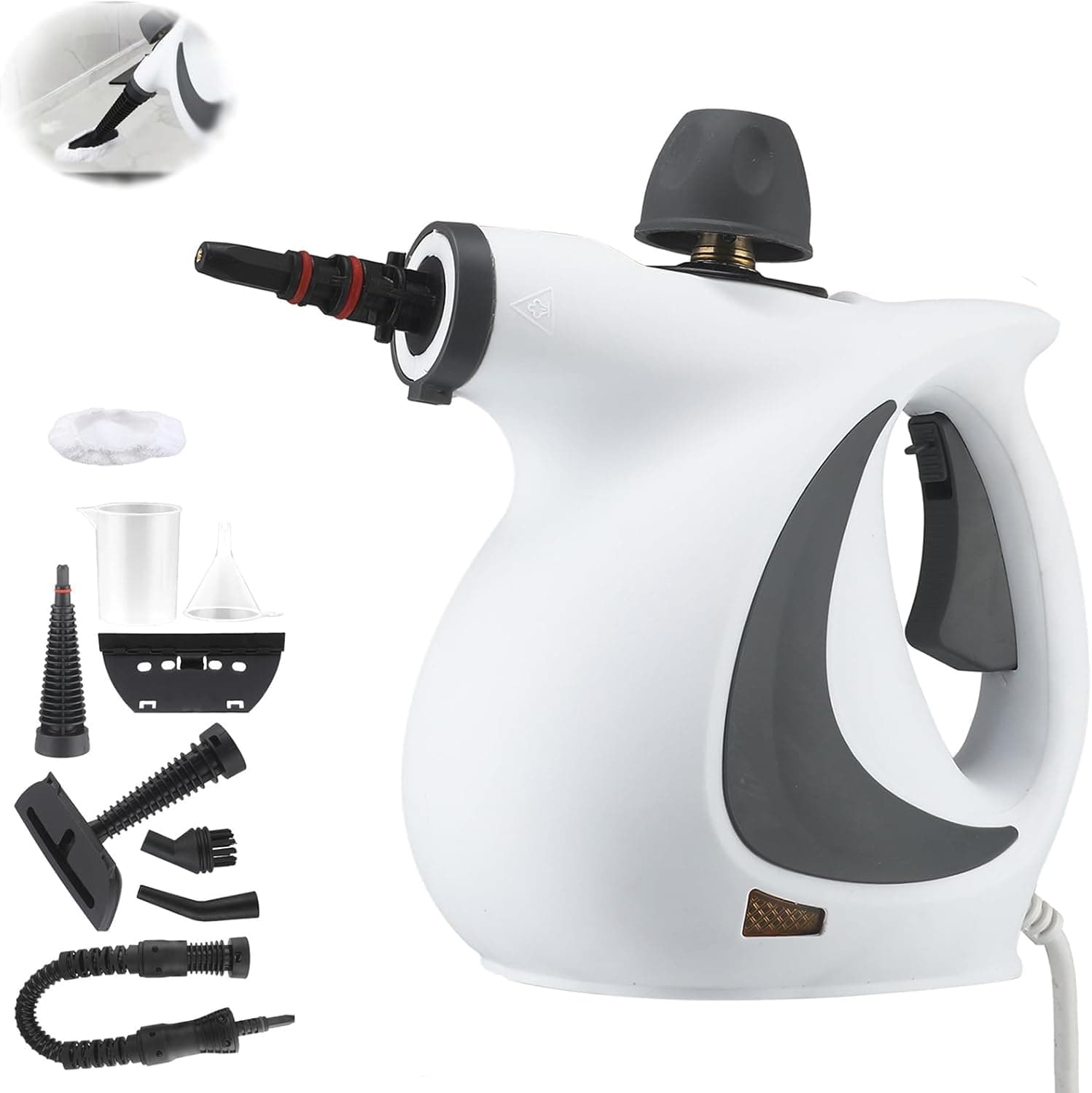 Handdampfreiniger, 350ml Druck-Mehrzweckdampfreiniger mit 9-teiligem Zubehör, chemikalienfreier Dampfreiniger für den Heimgebrauch, Reinigung von Böden, Fliesen, Fenstern, Sofas Angebot bei HelloDeals