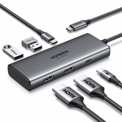 UGREEN Revodok 206 USB C Hub 2 HDMI Docking Station Dual HDMI, 3*USB Ports, PD 100W Schnellladen Kompatibel mit Surface, ThinkPad, Zenbook und mehr Angebot bei HelloDeals