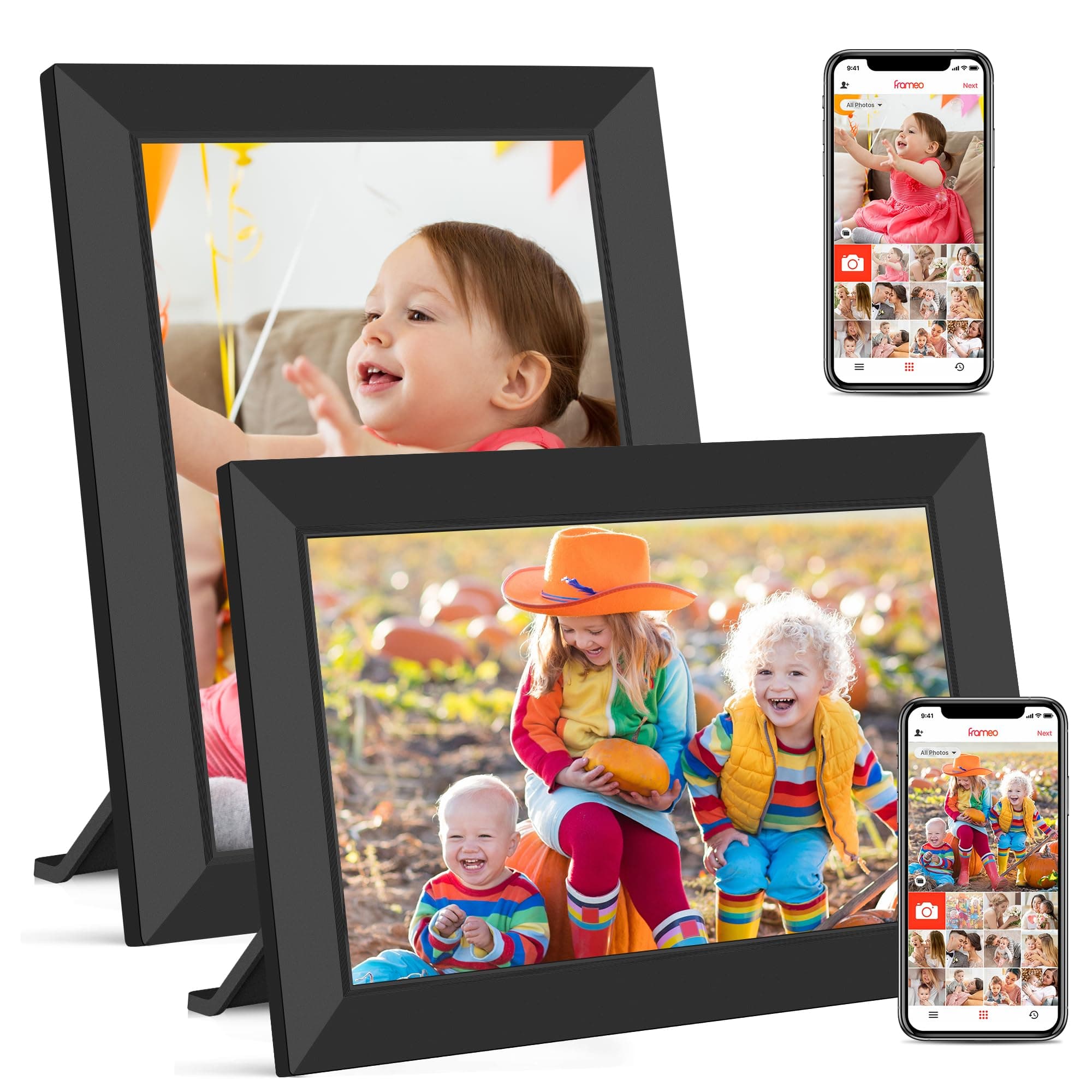 Frameo WLAN Digitaler Bilderrahmen 10,1 Zoll, HD 1280 * 800 IPS Touchscreen Elektronischer FotoRahmen mit 32GB Speicher, Auto Drehung, Einfache Weitergabe von Fotos Videos Angebot bei HelloDeals