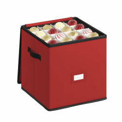 SONGMICS Aufbewahrungsbox für Weihnachtskugeln, Weihnachtskugeln Aufbewahrung, mit Deckel, Doppelreißverschluss, Tabletts aus PP-Kunststoff, Oxford-Gewebe, 64 Fächer je 7,6 cm, kirschrot RFB034R01 Angebot bei HelloDeals