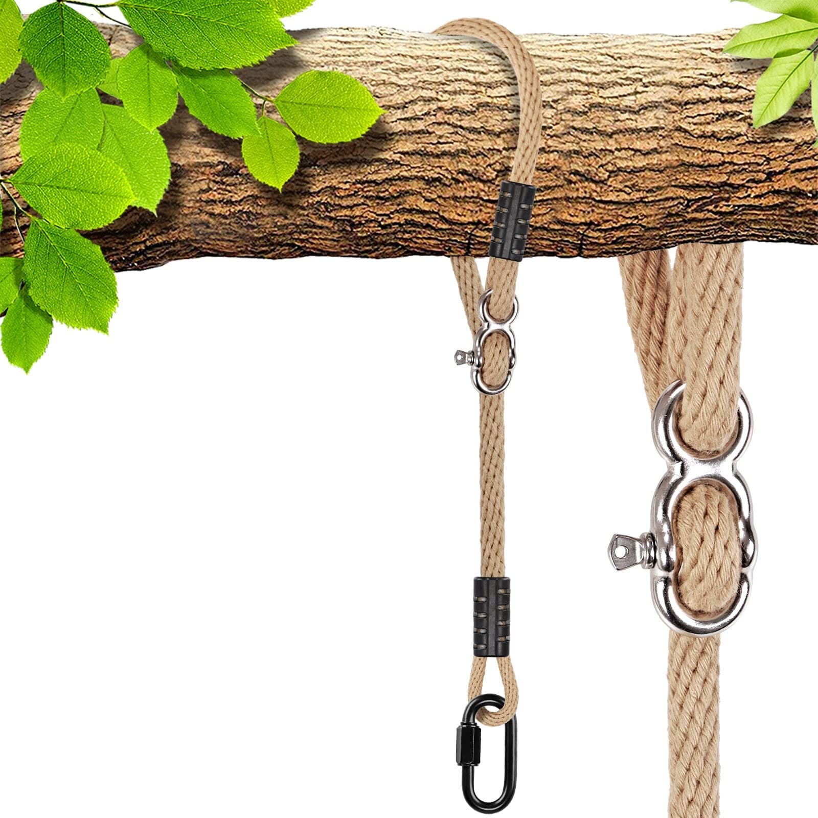 SELEWARE Schaukel Befestigung Seil Hängematte - Verstellbares Seil Baumschaukel mit Karabiner Hängesessel Aufhängung Hält 453KG Schaukelaufhängung Baum für Spielplatz Schaukeln Hängematten Yoga 100CM Angebot bei HelloDeals
