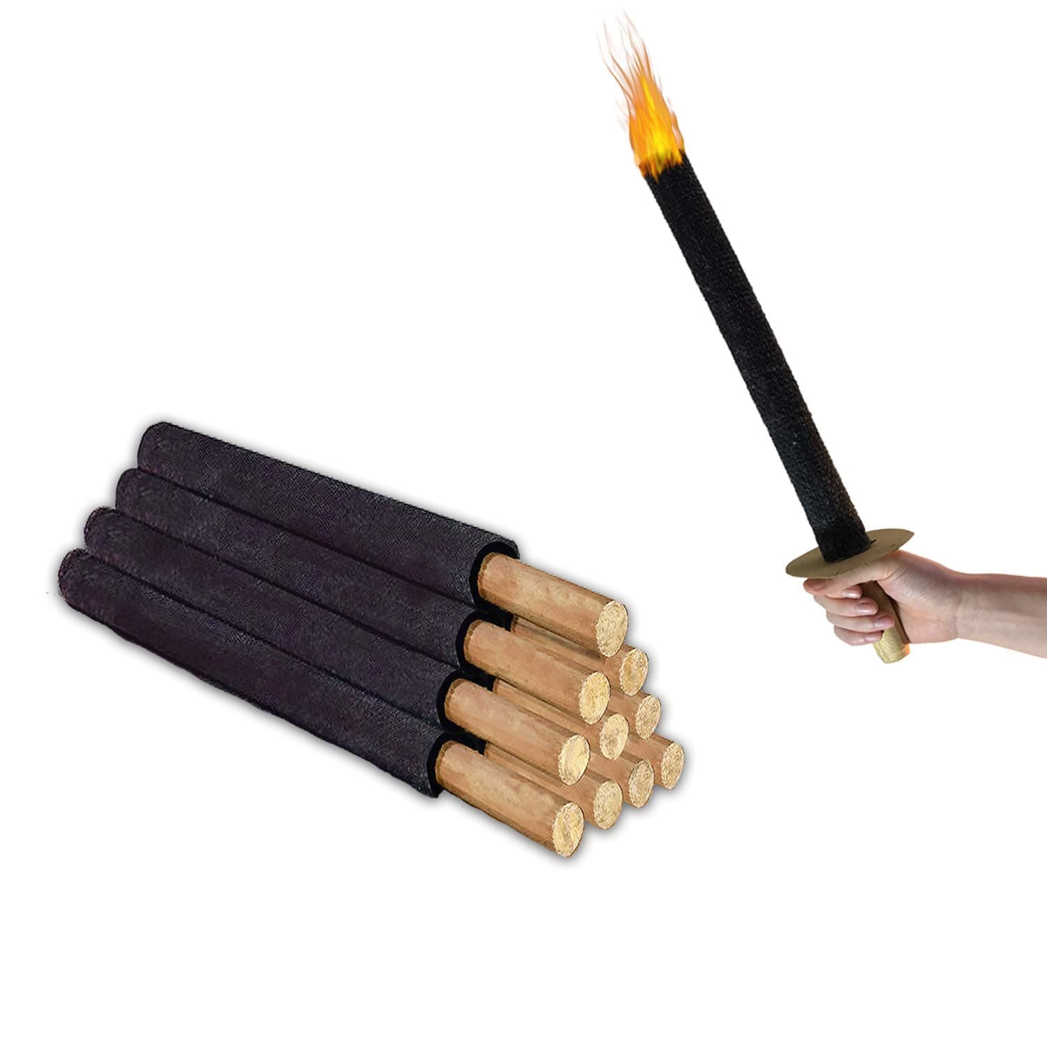 11 Fackeln Hochwertige Handschutz, mit Extra Langem Griff, Kinder Fackeln Spaß für Nachtwanderung Wachsfackel 11 x 45 min Angebot bei HelloDeals