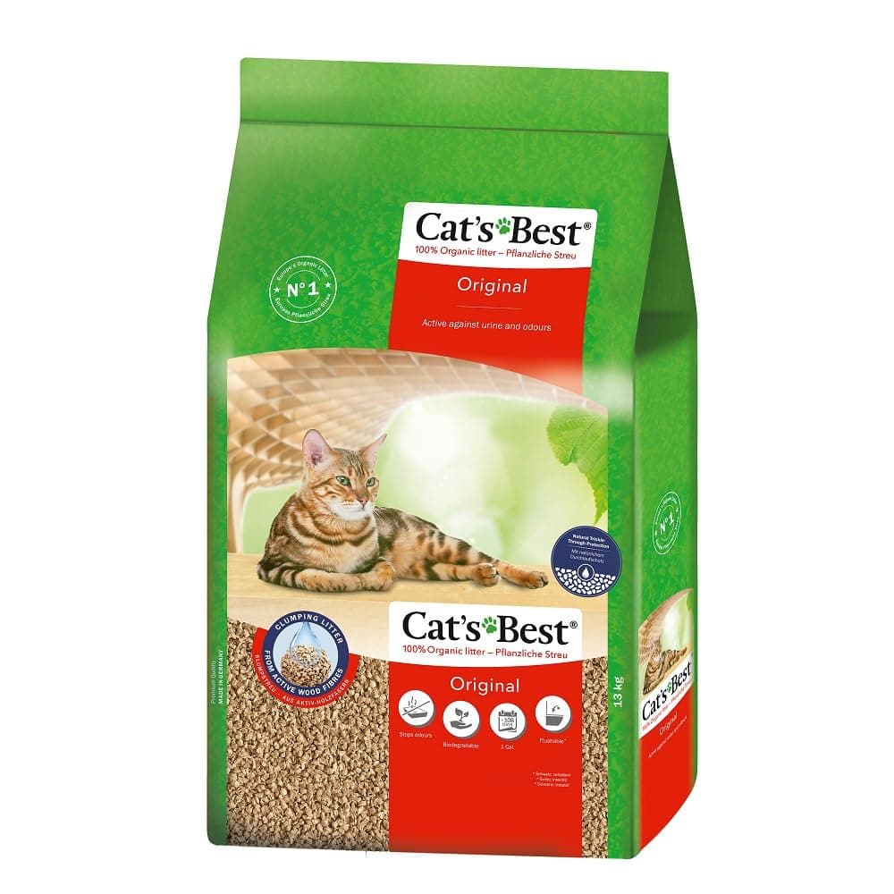 Cat's Best Original Katzenstreu, 100 % pflanzliche Katzen Klumpstreu mit maximaler Saugkraft – bekämpft Gerüche natürlich aktiv, 17,2 kg/40 l 40 l / 17,2 kg Angebot bei HelloDeals