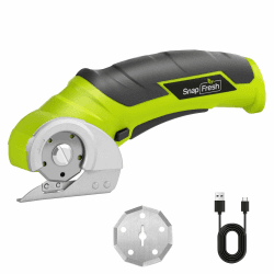 SnapFresh Kartonschneider Akkuschere Elektrische Schere 4V Kabellose Rollschneider Akku-Universalschneider - 2 Selbstschärfende Klingen - für Papier, Pappe, Teppich, Leder, Filz, Kunststoff Grün Angebot bei HelloDeals