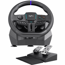 PXN V900 Gen2 Gaming Lenkrad mit Hall-Pedalen – 16-Bit USB PC-Lenkrad mit 270°/900° Drehung, Vibrationsfeedback, Schaltwippen und App-Steuerung – kompatibel mit PC, Xbox, PS4, PS3, Switch Angebot bei HelloDeals