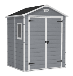 Keter Manor 6x5DD Gartenhaus wetterfest 4.8m³, Kunststoff, Outdoor, Außenmaße: BxTxH:185x152x226cm, Innenmaße: BxTxH:169x138x219cm, grau Angebot bei HelloDeals